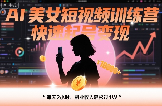 AI美女短视频训练营，快速起号变现，每天2小时，副业收入轻松过1W-HEIXMI（中国站）