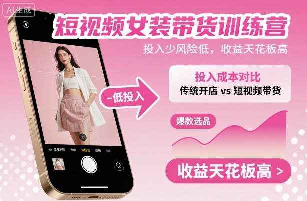 短视频女装带货训练营，投入少风险低，收益天花板高-HEIXMI（中国站）