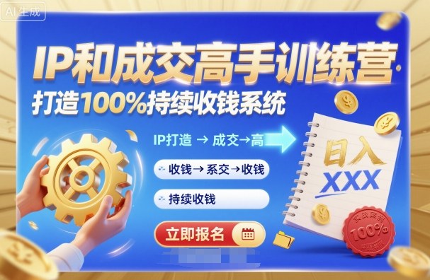带你成为IP和成交高手的训练营，打造100%持续收钱系统-HEIXMI（中国站）