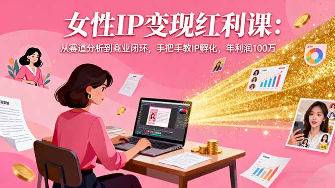女性IP变现红利课：从赛道分析到商业闭环，手把手教IP孵化，年利润100万-HEIXMI（中国站）