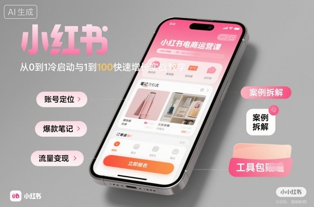 小红书电商运营课：从0到1冷启动与1到100快速增长实战教学-HEIXMI（中国站）