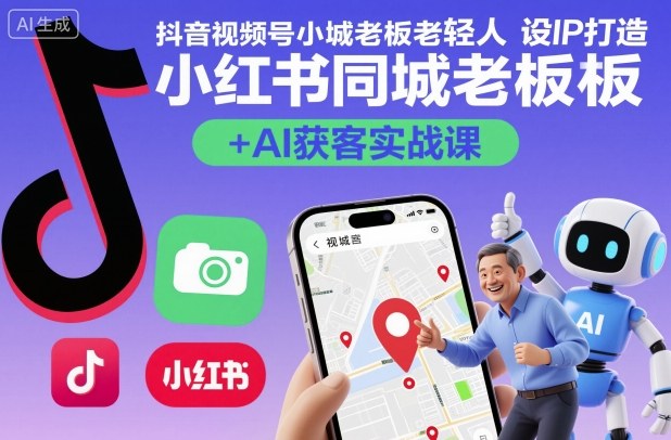 抖音视频号小红书同城老板轻人设IP打造+AI获客实战课，人设打造-算法拆解-拍摄剪辑-内容运营-AI创作-HEIXMI（中国站）