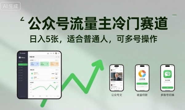 公众号流量主冷门赛道，日入5张，适合普通人，可多号操作-HEIXMI（中国站）