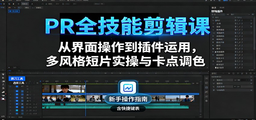PR全技能剪辑课：从界面操作到插件运用，多风格短片实操与卡点调色-HEIXMI（中国站）
