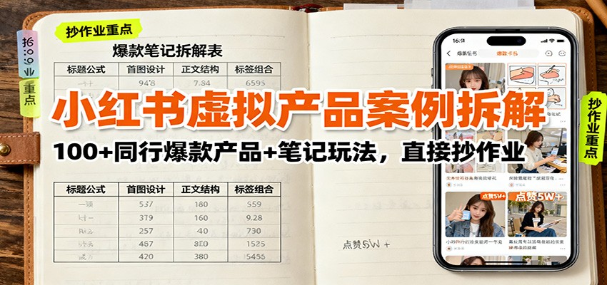 小红书虚拟产品案例拆解：100+同行爆款产品+笔记玩法，直接抄作业-HEIXMI（中国站）