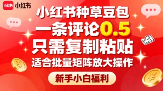 小红书种草豆包，一条评论0.5，只需复制粘贴，适合批量矩阵放大操作，新手小白福利-HEIXMI（中国站）