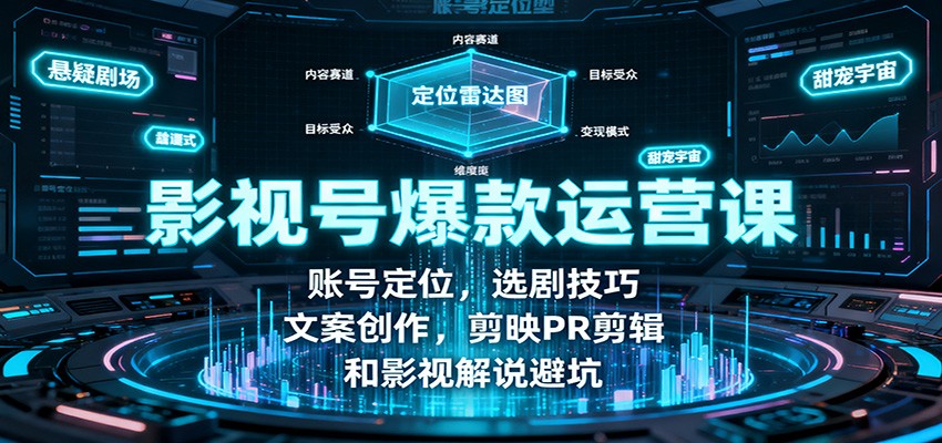 影视号爆款运营课：账号定位，选剧技巧，文案创作，剪映PR剪辑和影视解说避坑-HEIXMI（中国站）