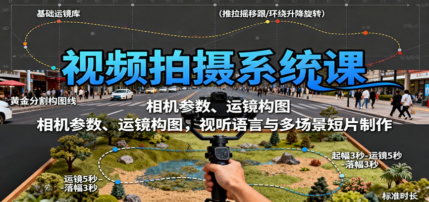 视频拍摄系统课：相机参数、运镜构图，视听语言与多场景短片制作-HEIXMI（中国站）