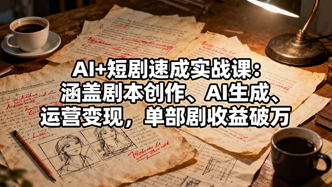 AI+短剧速成实战课：涵盖剧本创作、AI生成、运营变现，单部剧收益破万-HEIXMI（中国站）