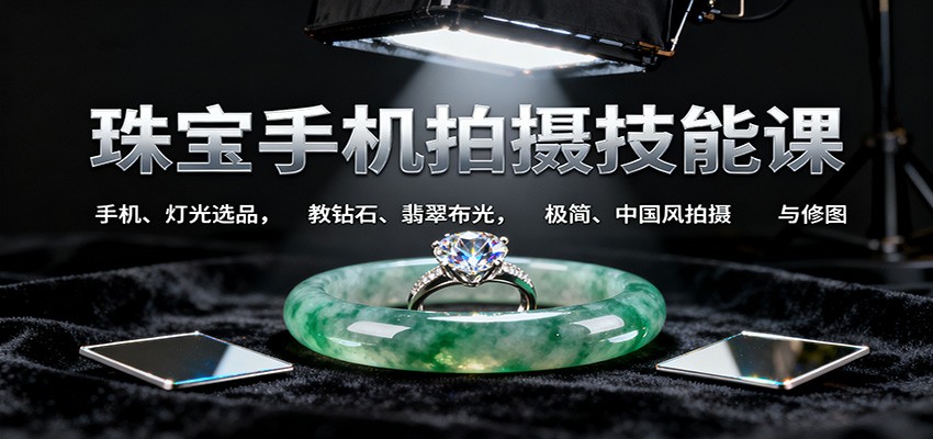 珠宝手机拍摄技能课:手机、 灯光选品，教钻石、翡翠布光，极简、中国风拍摄与修图-HEIXMI（中国站）