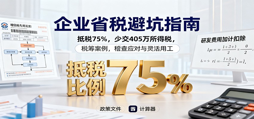 企业省税避坑指南：抵税75%，少交405万所得税，税筹案例，稽查应对与灵活用工-HEIXMI（中国站）