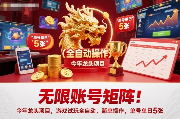 无限账号矩阵！今年龙头项目，游戏试玩全自动，简单操作，单号单日5张【揭秘】-HEIXMI（中国站）