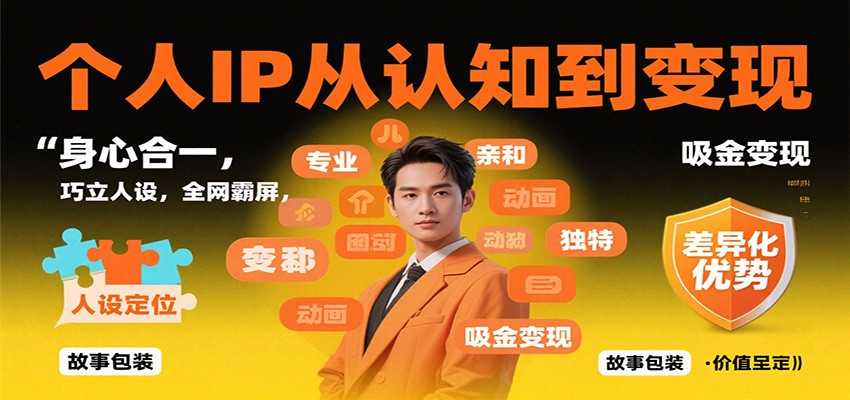 个人IP从认知到变现，身心合一，巧立人设，全网霸屏，吸金变现-HEIXMI（中国站）