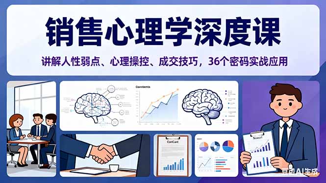 销售心理学深度课，讲解人性弱点、心理操控、成交技巧，36个密码实战应用-HEIXMI（中国站）