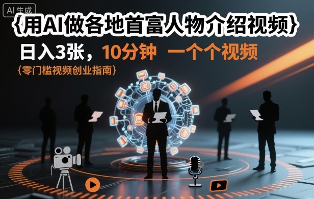 用AI做各地首富人物介绍视频，日入3张，10分钟一个视频-HEIXMI（中国站）