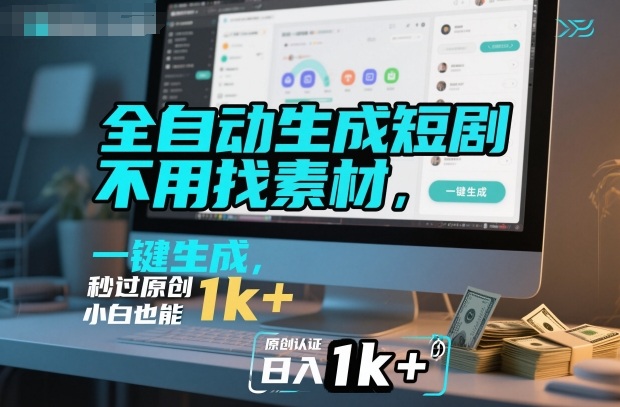 全自动生成短剧，不用找素材，不用剪辑，一键生成，秒过原创，小白也能轻松日入1k+【揭秘】-HEIXMI（中国站）