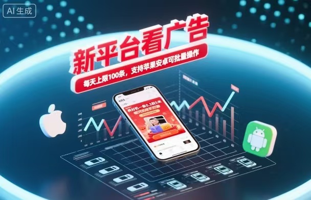 新台看广告,养好机一条5毛到5块,单机日入30到100,支持苹果安卓,可批量操作。-HEIXMI(中国站)
