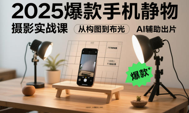 2025爆款手机静物摄影实战课，从构图到布光，不用贵设备，AI辅助出片-HEIXMI（中国站）