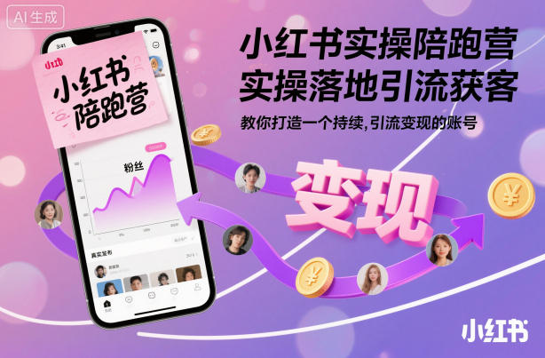 小红书实操陪跑营，实操落地引流获客，教你打造一个持续引流变现的账号-HEIXMI（中国站）