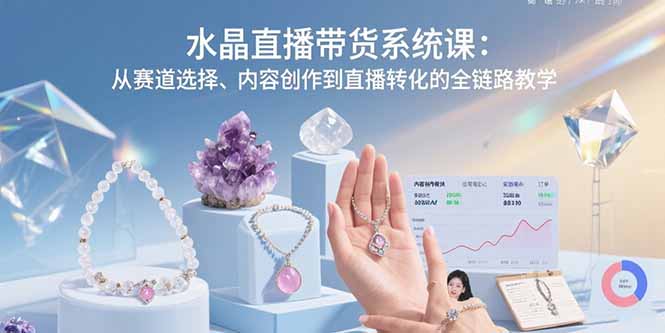 水晶直播带货系统课：从赛道选择、内容创作到直播转化的全链路教学-HEIXMI（中国站）