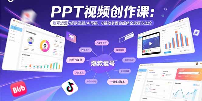 PPT视频创作课：账号运营/爆款选题/AI写稿，0基础掌握自媒体全流程方法论-HEIXMI（中国站）