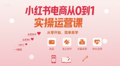 小红书电商从0到1实操运营课，从零开始，简单易学-HEIXMI（中国站）