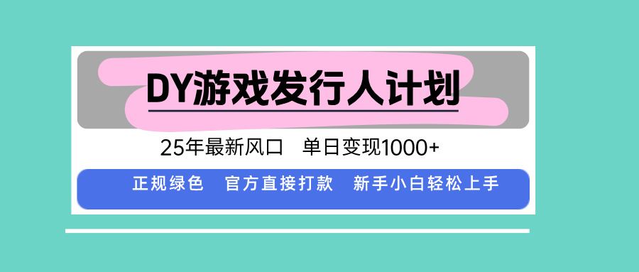 DY小游戏发行人计划，25年最新风口，单日变现1000+，官方 直接打款，新...-HEIXMI（中国站）