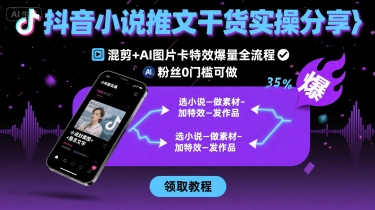抖音小说推文干货实操分享，混剪+AI图片卡特效爆量全流程，0粉丝0门槛可做-HEIXMI（中国站）