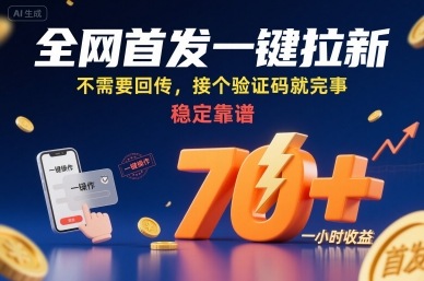 全网首发一键拉新项目，不需要回传，接个验证码就完事，稳定靠谱，一小时收益70+【揭秘】-HEIXMI（中国站）