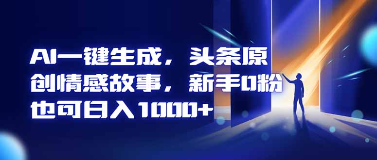 AI一键生成，头条原创情感故事，新手0粉也可日入1000+-HEIXMI（中国站）