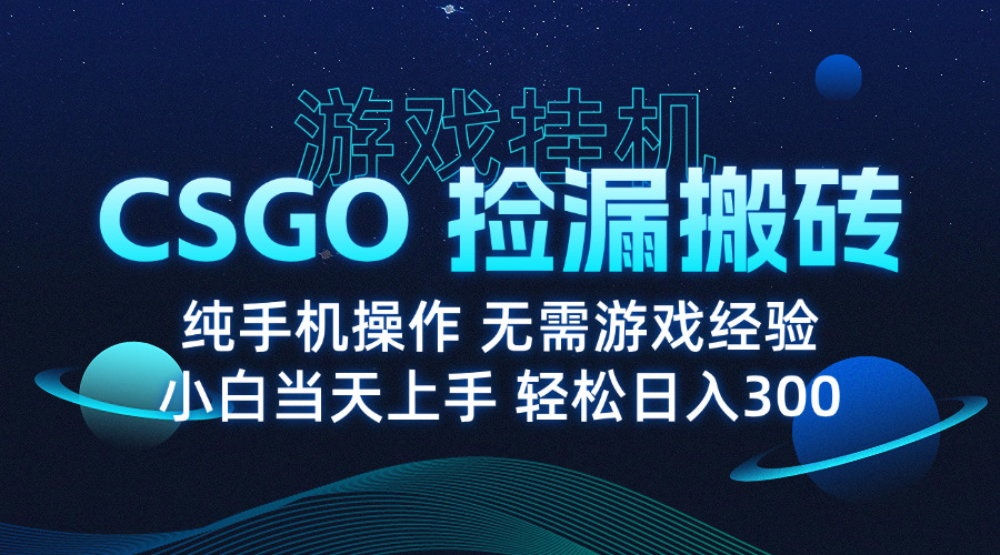 8月最新游戏搬砖，CSGO纯挂机，不需要玩游戏，实现真挂机，月入1W+-HEIXMI（中国站）