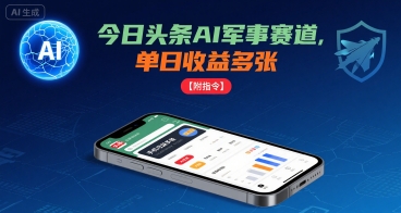 今日头条AI军事赛道，单日收益多张 ，手机可做【附指令】-HEIXMI（中国站）