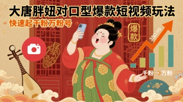 大唐胖妞对口型爆款短视频玩法，快速起千粉万粉号-HEIXMI（中国站）