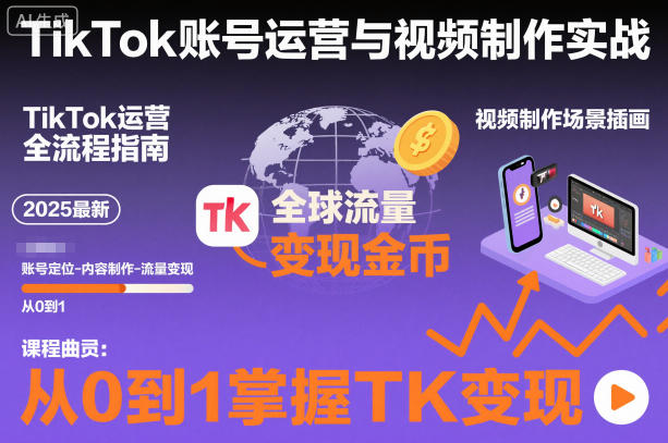 2025最新TikTok账号运营与视频制作实战全流程，从0到1掌握TK变现(含11月最新TK搬运技术)-HEIXMI（中国站）