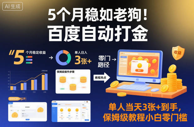 5个月稳如老狗!百度自动打金,单人当天3张+到手,保姆级教程小白零门槛【揭秘】-HEIXMI(中国站)