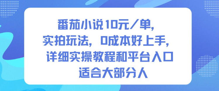 番茄小说10米每单，实拍玩法，0成本好上手，详细实操教程和平台入口适合大部分人-HEIXMI（中国站）
