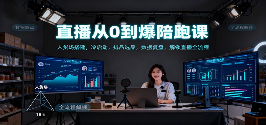 直播从0到爆陪跑课：人货场搭建，冷启动，排品选品，数据复盘，解锁直播全流程-HEIXMI（中国站）