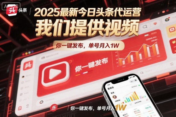 2025最新今日头条代运营，我们提供视频，你一键发布，单号月入1W【揭秘】-HEIXMI（中国站）