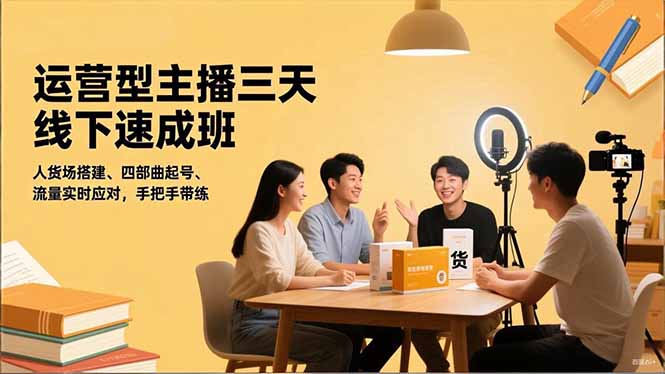 运营型主播三天线下班，人货场搭建,四部曲起号,流量实时应对，手把手带练-HEIXMI（中国站）