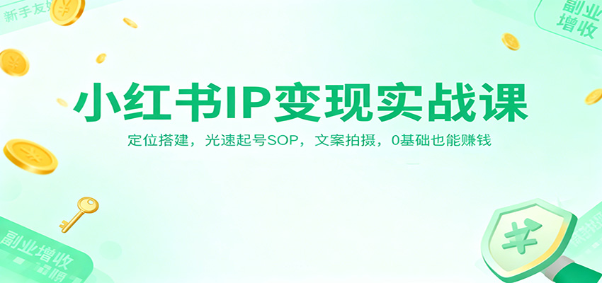 小红书IP变现实战课：定位搭建，光速起号SOP，文案拍摄，0基础也能赚钱-HEIXMI（中国站）
