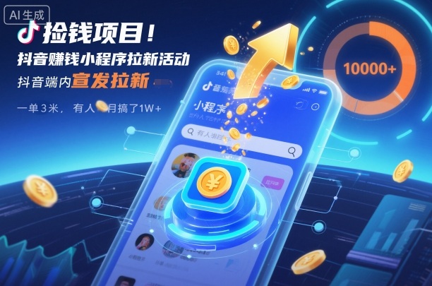 捡钱项目！抖音賺钱小程序拉新活动，抖音端内宣发拉新，一单3米，有人半个月搞了1W+-HEIXMI（中国站）