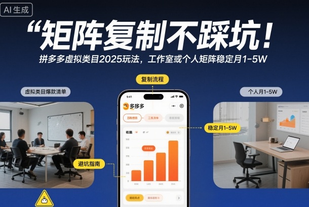 矩阵复制不踩坑！拼多多虚拟类目2025玩法，工作室或者个人矩阵稳定月1-5W【揭秘】-HEIXMI（中国站）