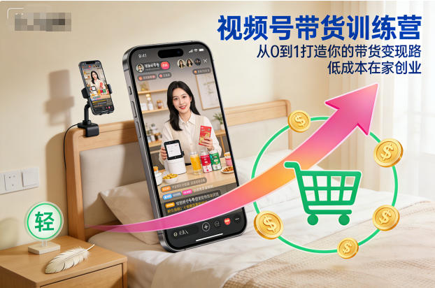 视频号带货训练营，从0到1打造你的带货变现路，低成本在家创业-HEIXMI（中国站）