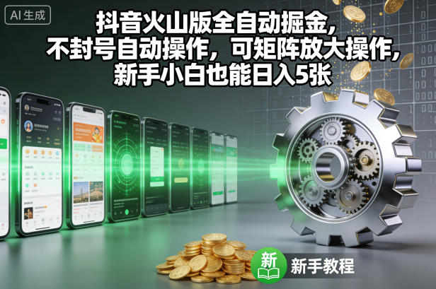 抖音火山版全自动掘金，不封号自动操作，可矩阵放大操作，新手小白也能日入5张【揭秘】-HEIXMI（中国站）