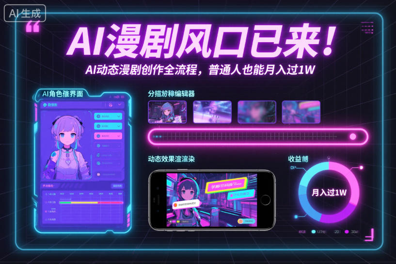AI漫剧风口已来！AI动态漫剧创作全流程，普通人也能月入过1W-HEIXMI（中国站）