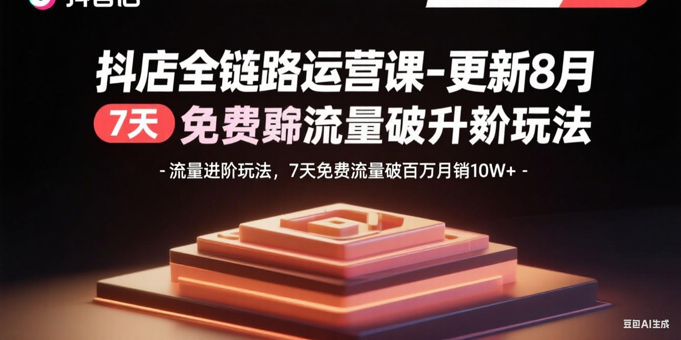 抖店全链路运营课-更新8月：流量进阶玩法，7天免费流量破百万月销10W+-HEIXMI（中国站）