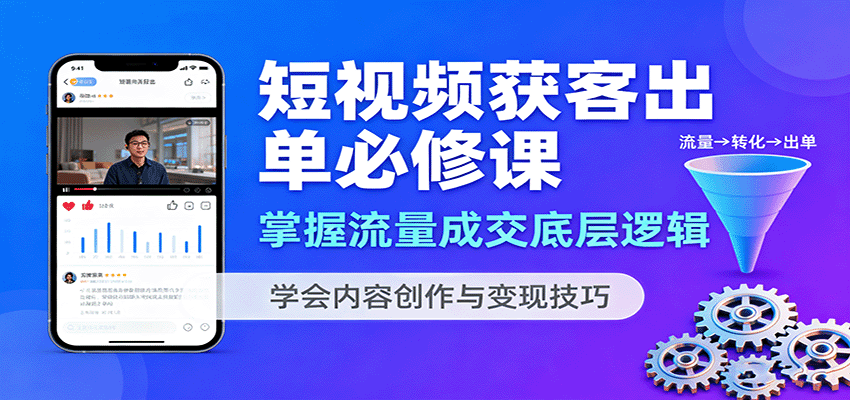 短视频获客出单必修课：掌握流量成交底层逻辑，学会内容创作与变现技巧-HEIXMI（中国站）