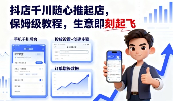抖店千川随心推起店，保姆级教程，生意即刻起飞-HEIXMI（中国站）