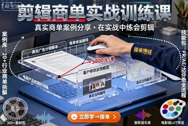 剪辑商单实战训练课，真实商单案例分享，在实战中练会剪辑-HEIXMI（中国站）