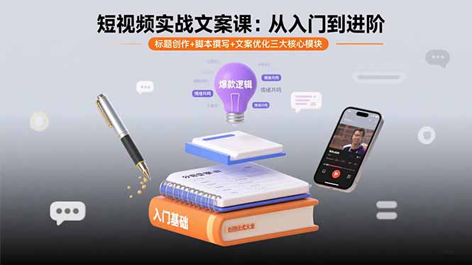 短视频实战文案课：从入门到进阶 标题创作+脚本撰写+文案优化三大核心模块-HEIXMI（中国站）